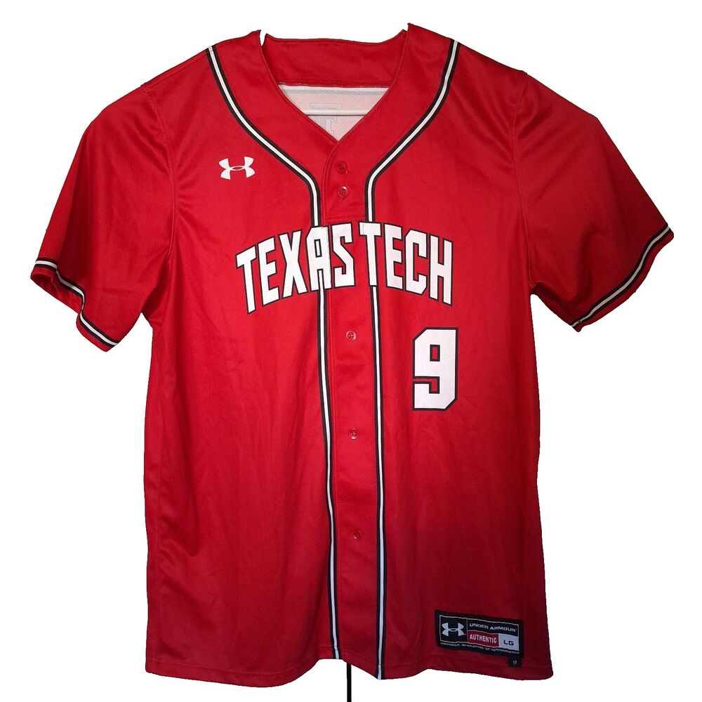 Texas Tech Red Raiders Baseball Jersey Men Large Red #9 Under Armour Football
